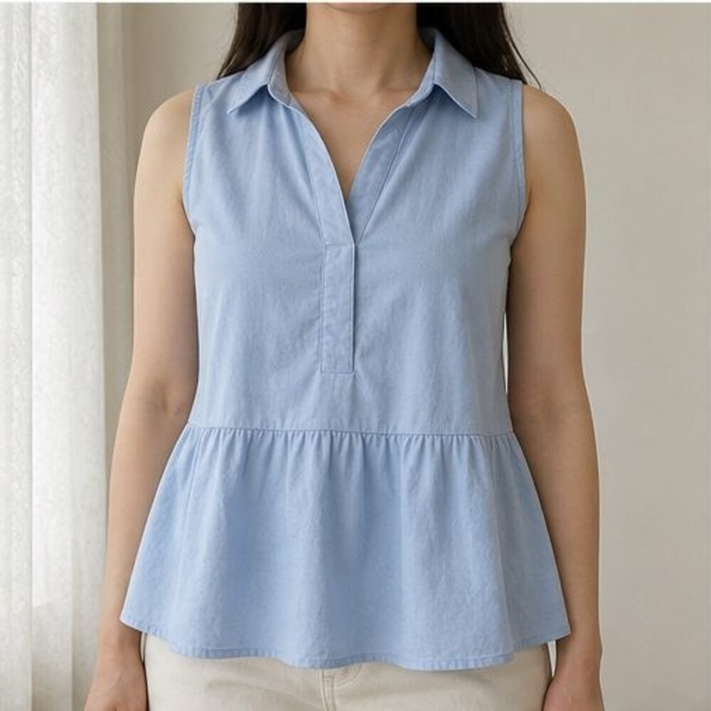 Blue Button Blouse - Picture 2 of 6